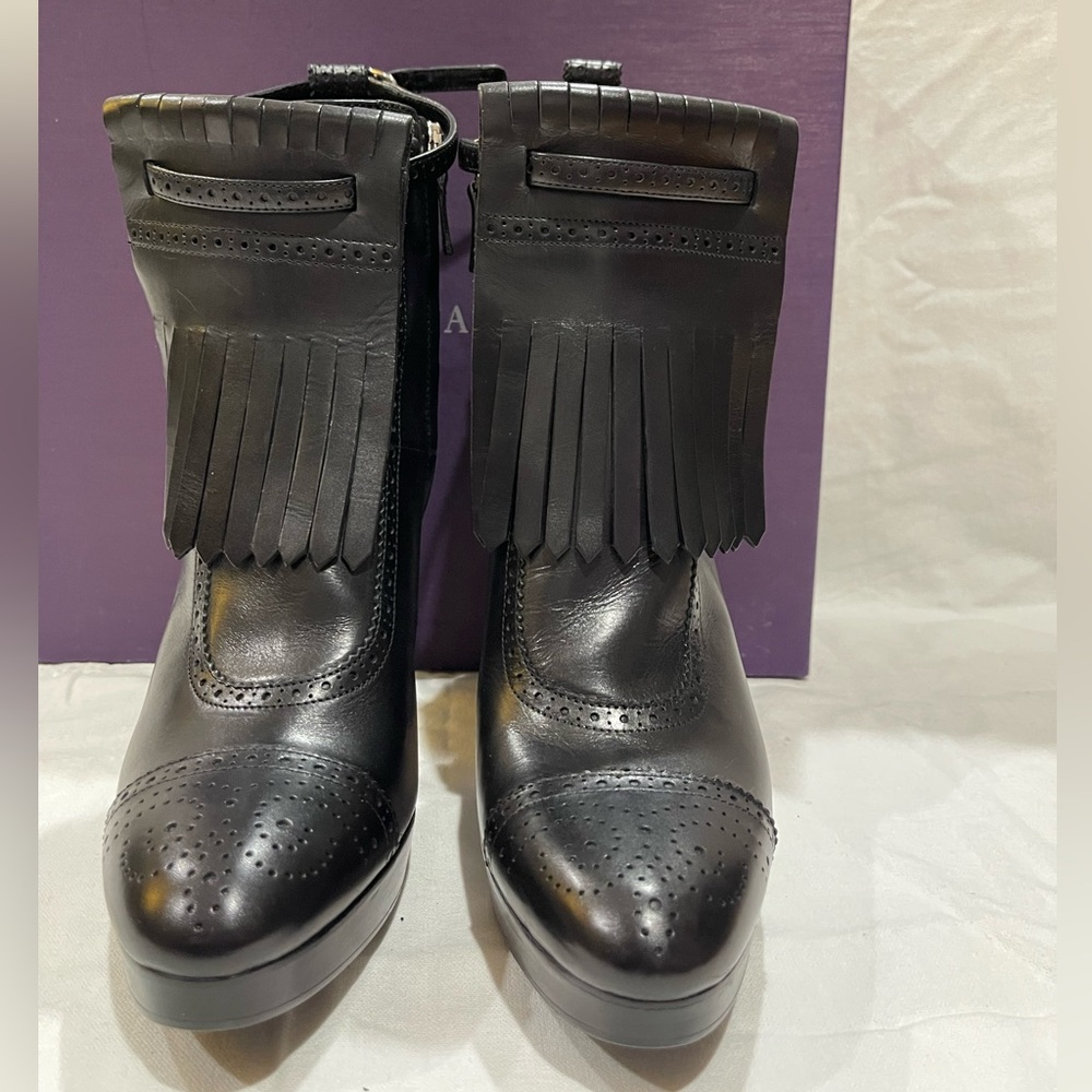 Ralph Lauren Purple Label Verona Black Calfskin Booties Size 8.5 NIB